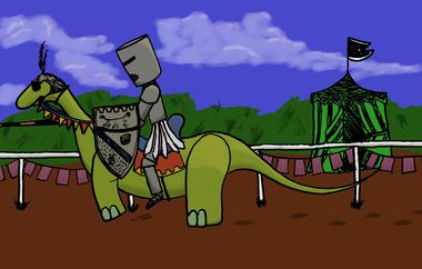 turns out the dinosaur is actually attached to the rail and that's why there are only legs on one side