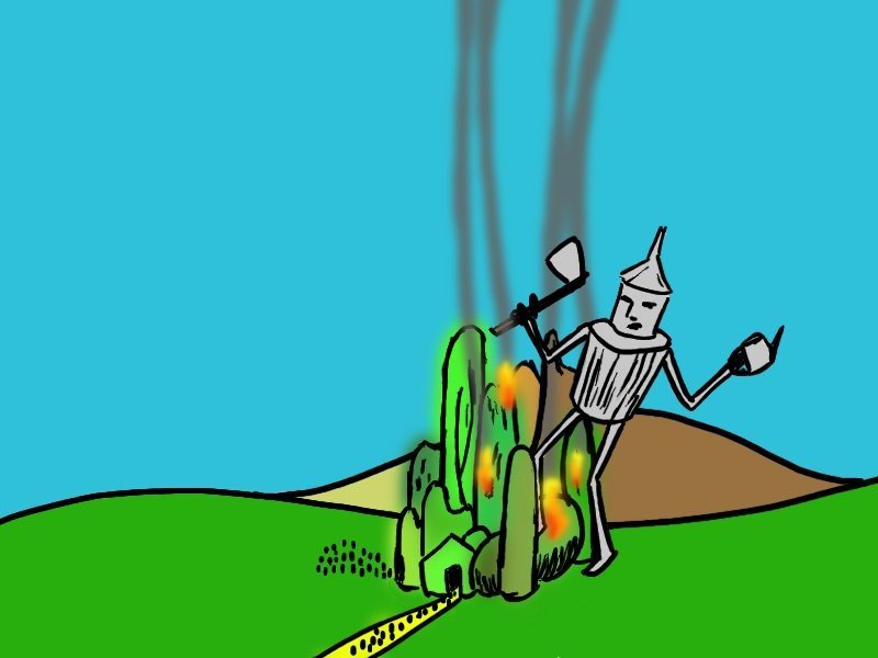 the wizard realized too late that by 'a heart' the giant tin man meant 'compassion,' not a ticking in his chest