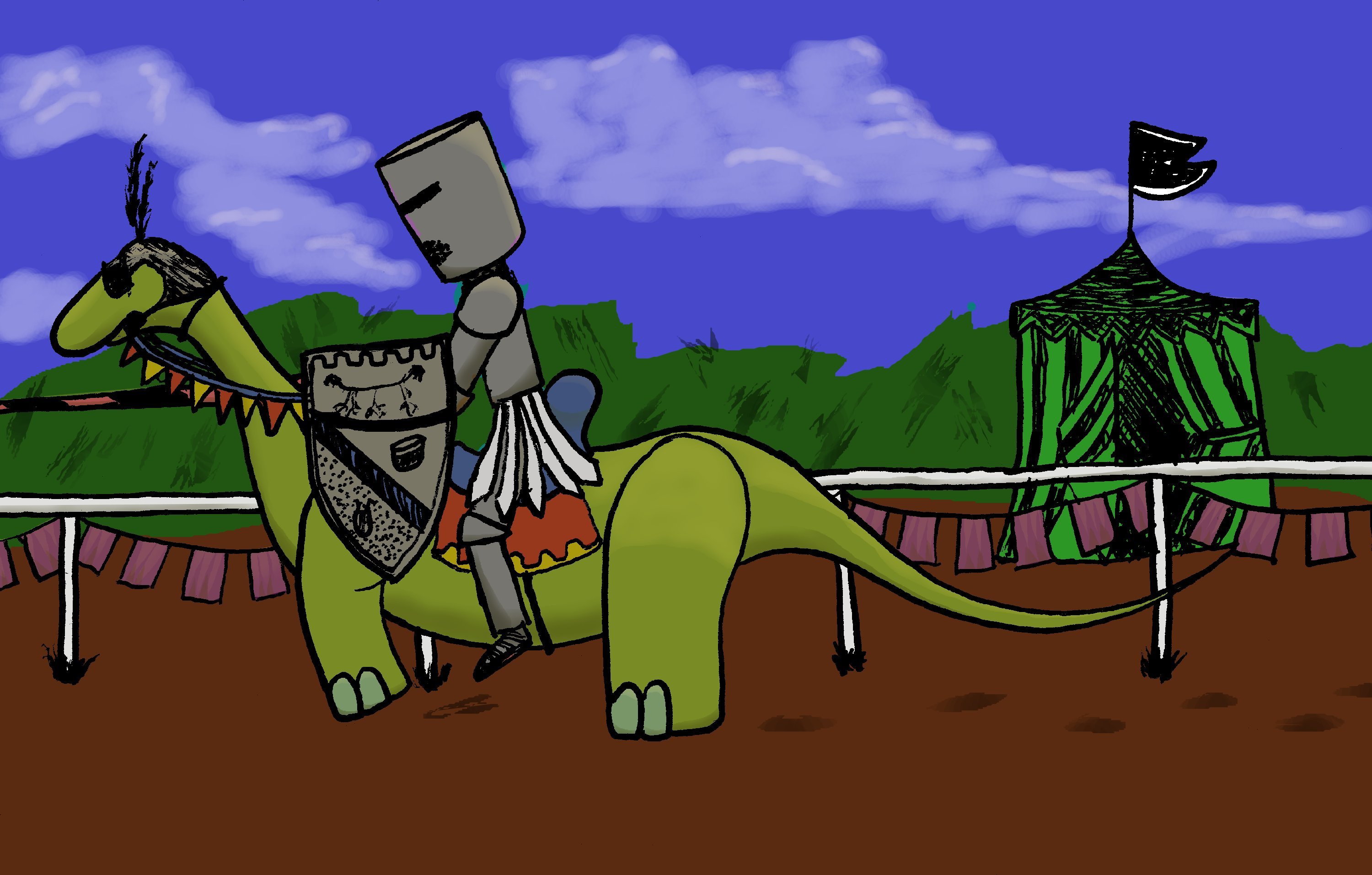 turns out the dinosaur is actually attached to the rail and that's why there are only legs on one side turns out the dinosaur is actually attached to the rail and that's why there are only legs on one side